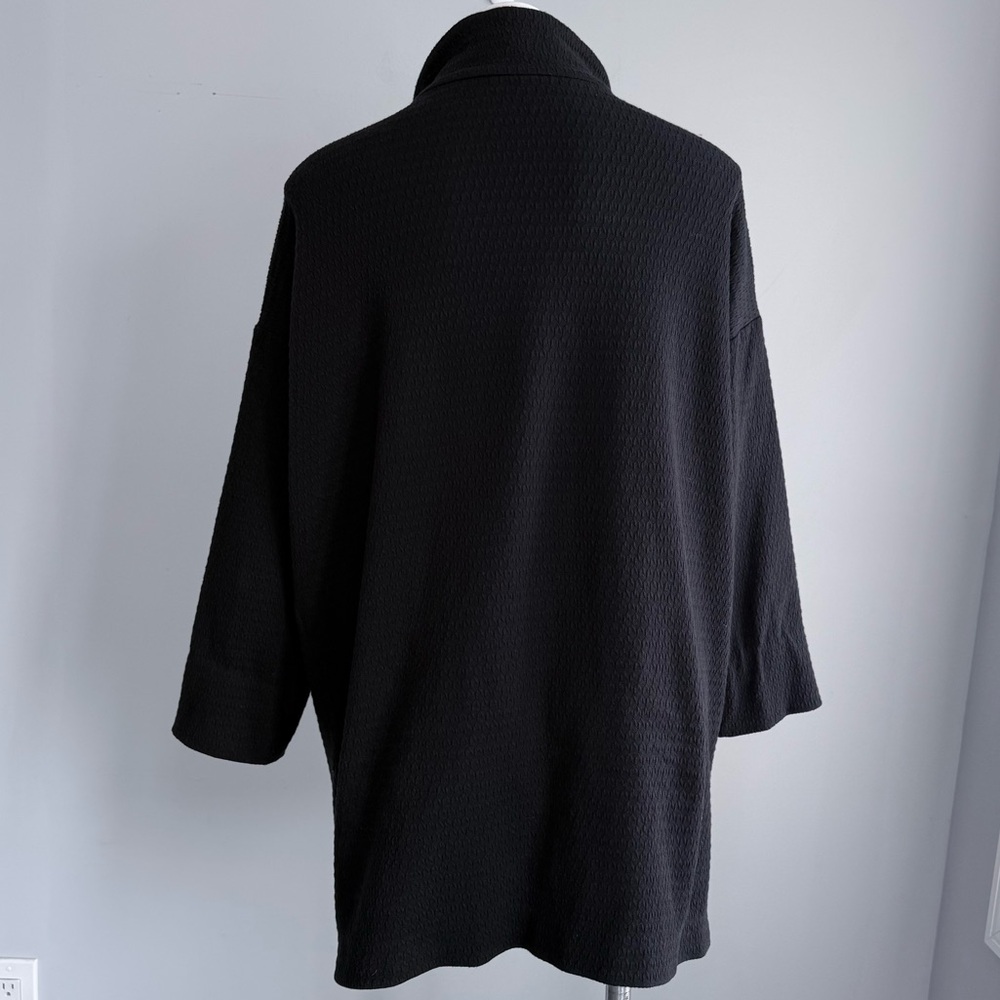 Eileen Fisher Organic Cotton Textured Funnel Neck Long Jacket Oversized Coat M - Picture 3 of 16